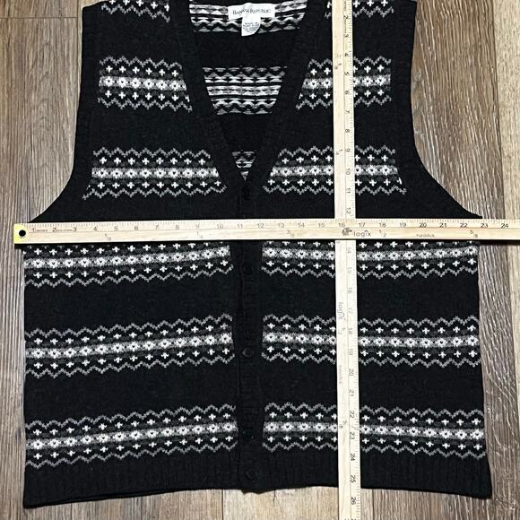Vtg Banana Republic 100% Wool Fair Isle Sweater Vest L Button Down Nordic Preppy - Picture 7 of 7
